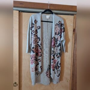 Elegant Floral Open-Front Cardigan